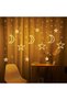 Moon Crescent Star Curtain Led Daylight Christmas Tree Light New Year 3 Meters Yellow Plug 12 Fringes 8 Modes - 2