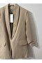 Lined Women's Blazer Jacket with Strap Sleeves Without Buttons - 3