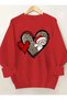 Women's New Year / New Year Santa Claus Heart Printed Crew Neck Oversize Sweatshirt - 3