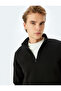 Long Sleeve Cotton Blend Raster Basic Half Zip Sweatshirt