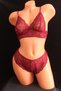 Women's Burgundy Capless Lace Strappy Bra Set
