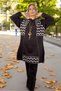 Zik Zak Patterned Accessory Detail Mini Slip Long Sweater 100% Acrylic Large Size Bottom Top Suit - 3