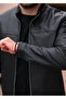 Men's Basic Premium Collar Carbon Textured Leather Jacket - 2