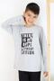 Boy's Long Sleeve T-Shirt with Text Printing, Age 6-12, Light Gray Melange