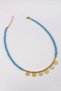 Turquoise Bead Detailed Bohemian Choker Necklace with Gold Medallion Figure - 4