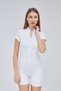 White Swimsuit Shorts Jumpsuit Zippered Sports Daily Use - 8