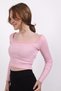 Pink Square Collar Striped Cropped Blouse 9904 - 8