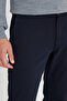 Men's Navy Blue Cotton Comfort Fit Relaxed Fit Dobby Side Pocket Stretchy Casual Pants - 4