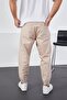 Men's Beige Baggy Fit Pieced Knee and Elastic Leg Trousers - 3