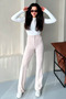 Women's Beige Lycra Palazzo High Waist Pants - 5