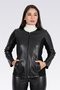 50074 Black Knitted Fabric Combined Leather Jacket - 2