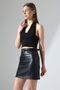 Trend Women's Mini Leather Skirt with Belt Detail, Fleece Inside, Above the Knee - 4