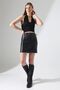 Trend Women's Mini Leather Skirt with Belt Detail, Fleece Inside, Above the Knee - 2