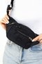 Unisex Crinkle Fabric Waist And Cross Strap Chest Shoulder Bag Freebag Black - 2