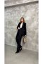 Women's Double Button Satin Lapel Suit - 3
