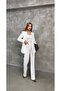 Women's Double Button Satin Lapel Suit - 2