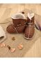 Unisex Organic Leather Baby Booties - Wool Natural Boots Stb818 - 3