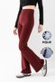 Women's Burgundy Winter Fleece-Lined High-Waisted Lycra Slimming Leggings Pants - 4