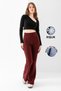 Women's Burgundy Winter Fleece-Lined High-Waisted Lycra Slimming Leggings Pants - 8
