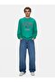 New York Printed Crew Neck Long Sleeve Green Sweatshirt