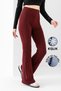 Women's Burgundy Winter Fleece-Lined High-Waisted Lycra Slimming Leggings Pants - 6