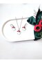 New Year Christmas Themed Silver Necklace and Earring Set - 2