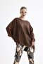 Cotton asymmetric knit sweater - brown - 3