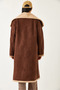 Women's Brown Double Pocket Suede Coat 60261201 - 8