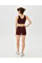 Chestnut Women's Organic Cotton High Waist Front Seamless Mini Leggings Shorts - 2