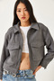 Women's Gray Soft Cashmere Crop Jacket Mbms013 60501013 - 4