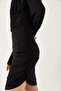 Women's Black Side Gathered Dress 0180 60261108 - 7