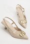 Lianne Cream Patent Leather Buckle Detail Stiletto Heel Heeled Shoes - 2