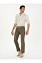 Khaki Slim Fit 100% Linen Trousers 50284952-Vr027 - 3