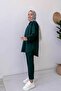 Shirt Collar Two Thread Hijab Set - Emerald - 2