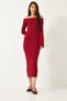 Women's Burgundy Madonna Collar Spanish Sleeve Ribbed Dress 0201 60261176 - 4