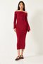 Women's Burgundy Madonna Collar Spanish Sleeve Ribbed Dress 0201 60261176 - 5
