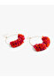 Straw Earrings - Floral Pattern and Multicolor - 3