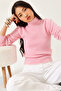 Women's Pink Half Turtleneck Soft Knitwear Sweater 60261217
