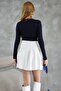 Women's Navy Blue Crew Neck Long Sleeve Badi - 5