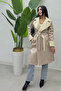 Women's Fur-Lined Suede Coat - Mink - 5
