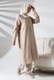 Women's Wrapped Fabric Hidden Zipper Double Suit Hajj Umrah Clothing Cream - 3