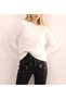 Jm Ecru Crew Neck Bearded Knitwear Sweater