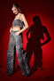 Women's Black White Leopard Color W426 Denim Fabric Palazzo Fit Mid Waist Denim Jean - 3