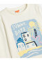 T-Shirt Long Sleeve Crew Neck Print Detailed Cotton - 3