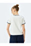 Crew Neck Ribbed Short Sleeve College Printed Slim Fit T-Shirt - 4