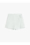 Buckle Detailed Pleated Tweed Shorts Skirt