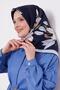 وشاح حريري بنمط زنبق أزرق داكن - 2