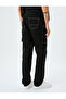 Oversize Cotton Stitching Detailed Cargo Straight Jeans - 4