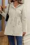 Beige Long Sleeve Hooded Front Zipper Button and Pocket Detail Bondit Jacket