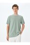Textured Short Sleeve Lapel Detailed Cotton Blended Crew Neck Slim Fit T-Shirt - 3